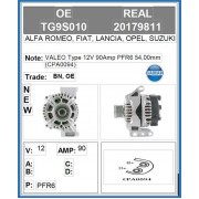 20179811OE ALTERNATORE VALEO ORIGINALE NUOVO 12V 90AH C/PULEGGIA PFR6 54mm FIAT ALFA ROMEO LANCIA OPEL  SUZUKI